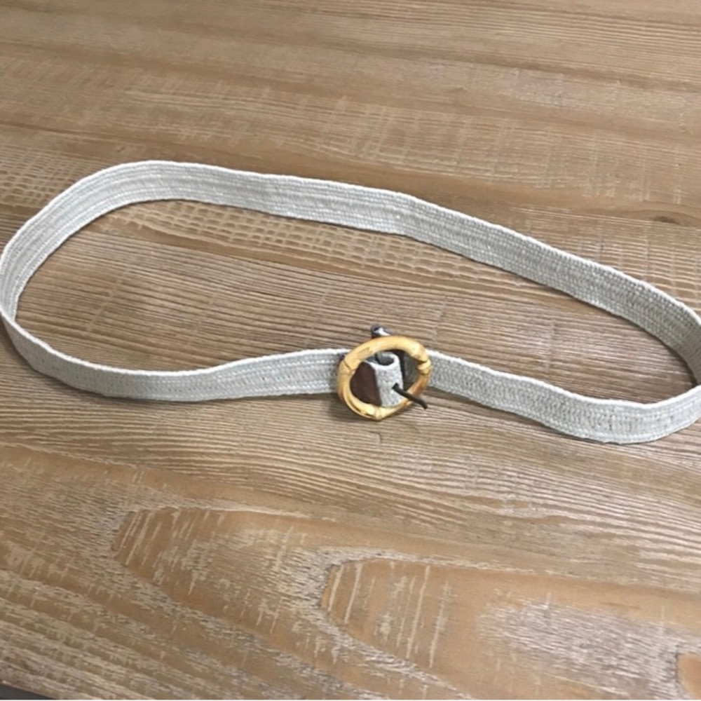 Cream Belt with Bamboo Buckle